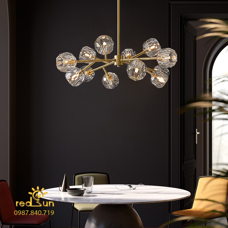 Đèn chùm Nordic dáng tròn pha lê DC-L018