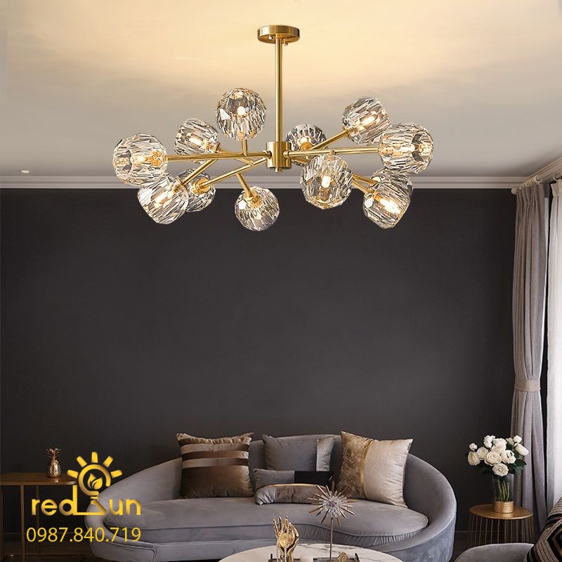 Đèn chùm Nordic dáng tròn pha lê DC-L018
