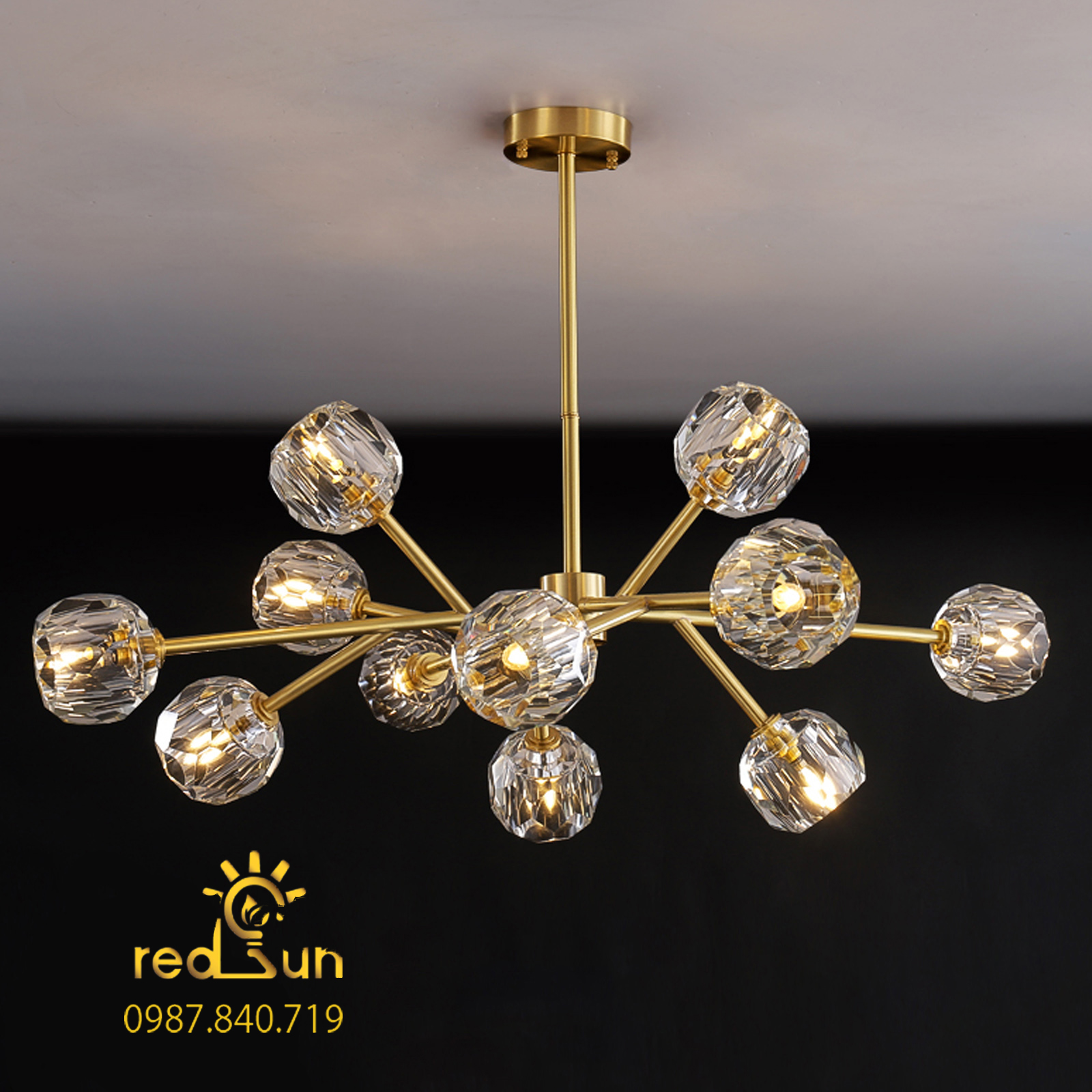 Đèn chùm Nordic dáng tròn pha lê DC-L018