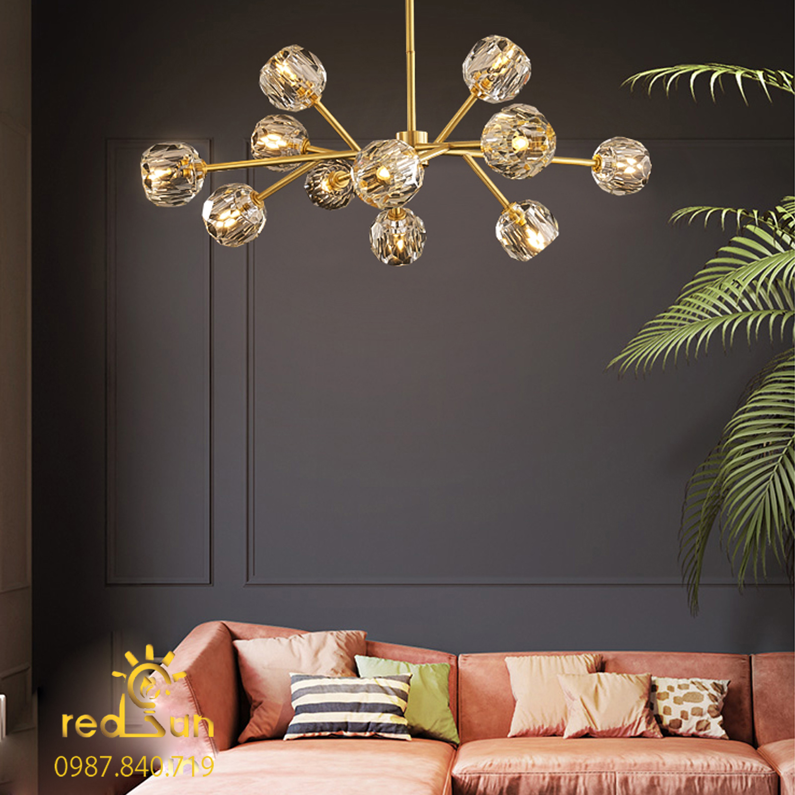 Đèn chùm Nordic dáng tròn pha lê DC-L018