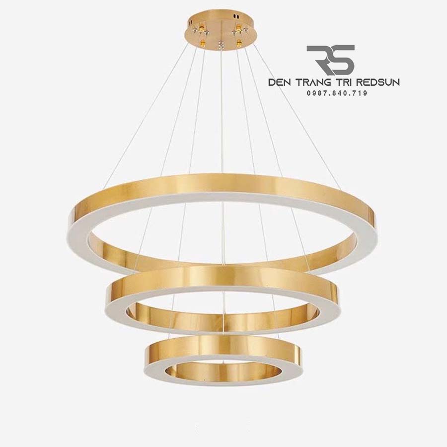 Đèn Thả Phòng Khách Hiện Đại Bắc Âu 3 Vòng Inox Bản 5cm-468