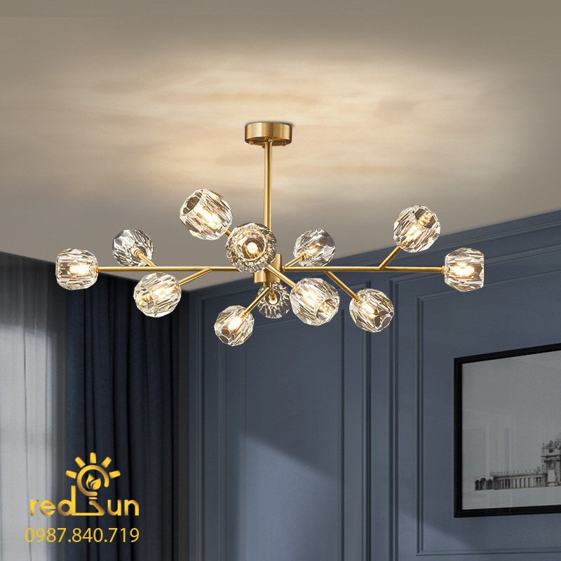 Đèn chùm Nordic dáng tròn pha lê DC-L018
