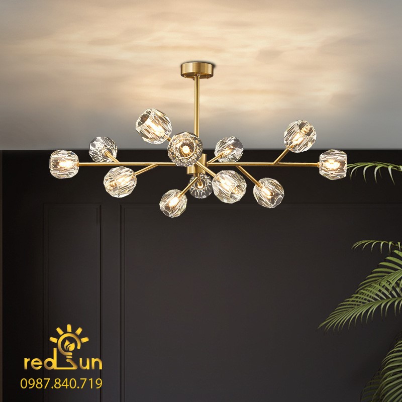 Đèn chùm Nordic dáng tròn pha lê DC-L018