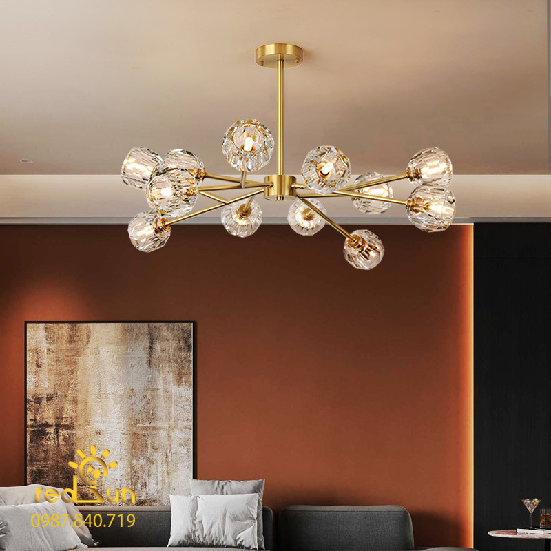 DC026 - Đèn chùm Nordic tay nhánh chóa thủy tinh