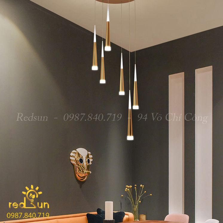 Đèn Thả Trần Hiện Đại Lắp Thông Tầng Cầu Thang, Phòng Khách, Bàn Ăn Chất Liệu Acrylic HTK016