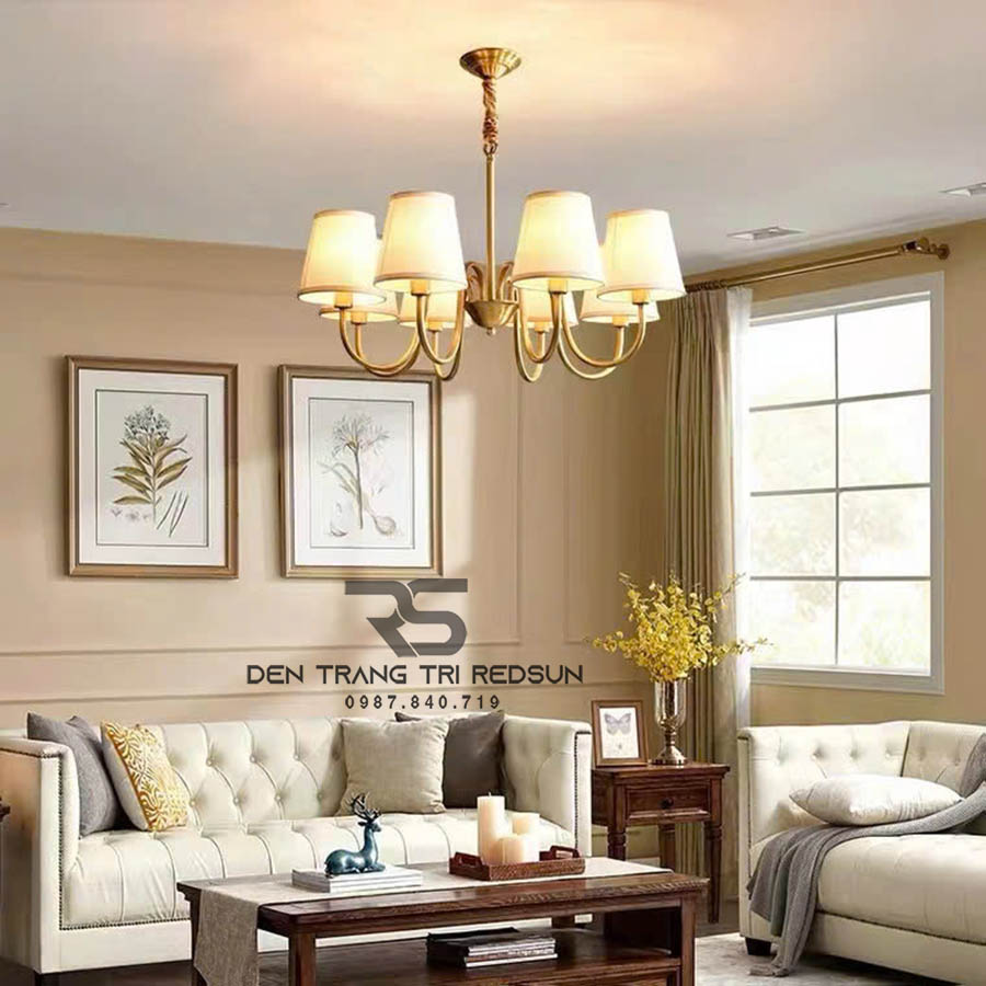 Đèn Chùm Phòng Khách Hiện Đại Phong Cách Indochine Khung Đồng DC-1027