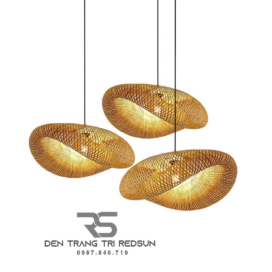 Đèn Thả Trần Hiện Đại Trang Trí Bàn Ăn, Bàn Đảo, Quán Cà Phê Chất Liệu Mây Tre Hình Lá Sen CDT-T067