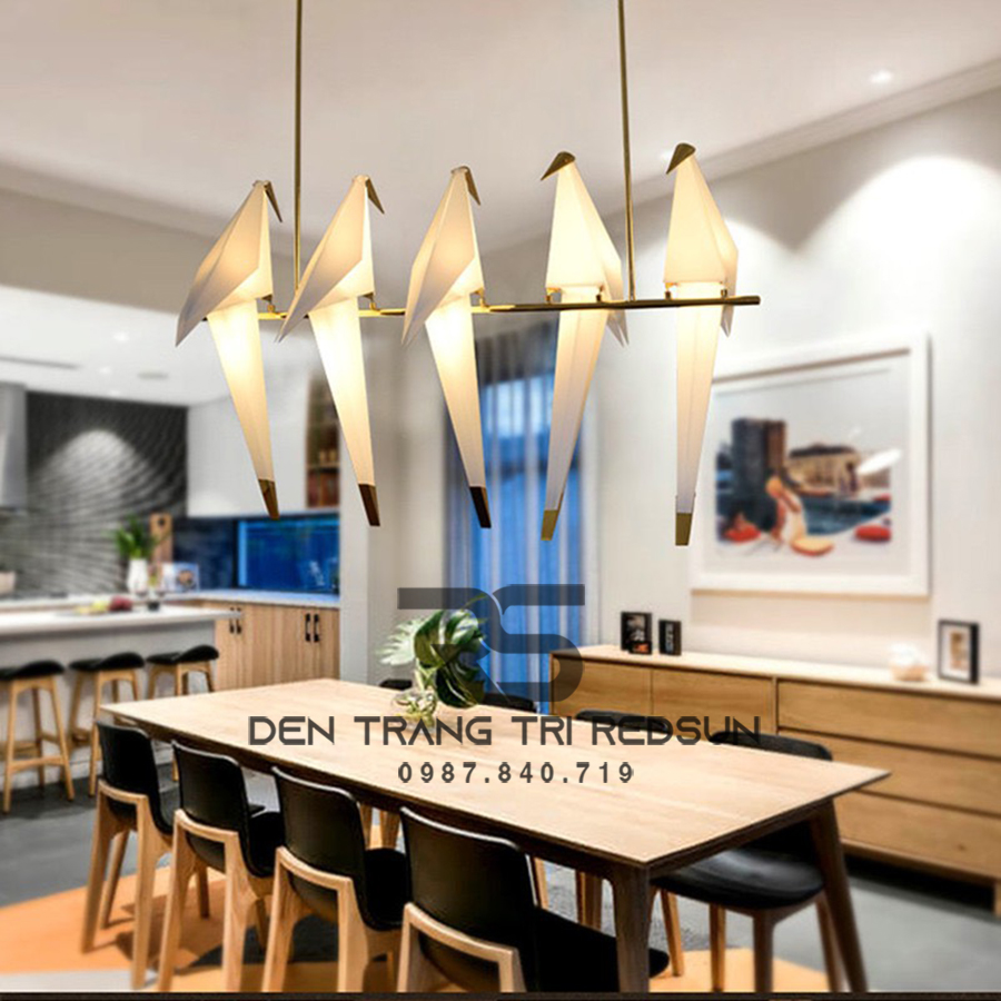 Đèn Thả Trần Phòng Khách, Phòng Ngủ, Bàn Ăn Hiện Đại Phong Cách Bắc Âu Sáng Tạo Hình Hạc Giấy DC-5081/5