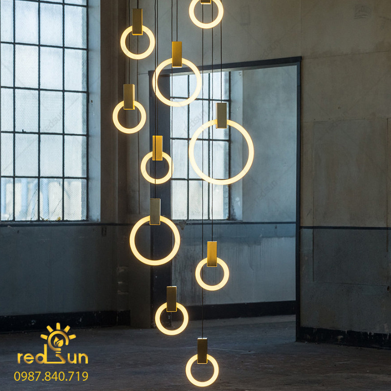 Đèn Thả Trần Hiện Đại Lắp Thông Tầng Cầu Thang, Phòng Khách, Bàn Ăn Chất Liệu Acrylic HTK026