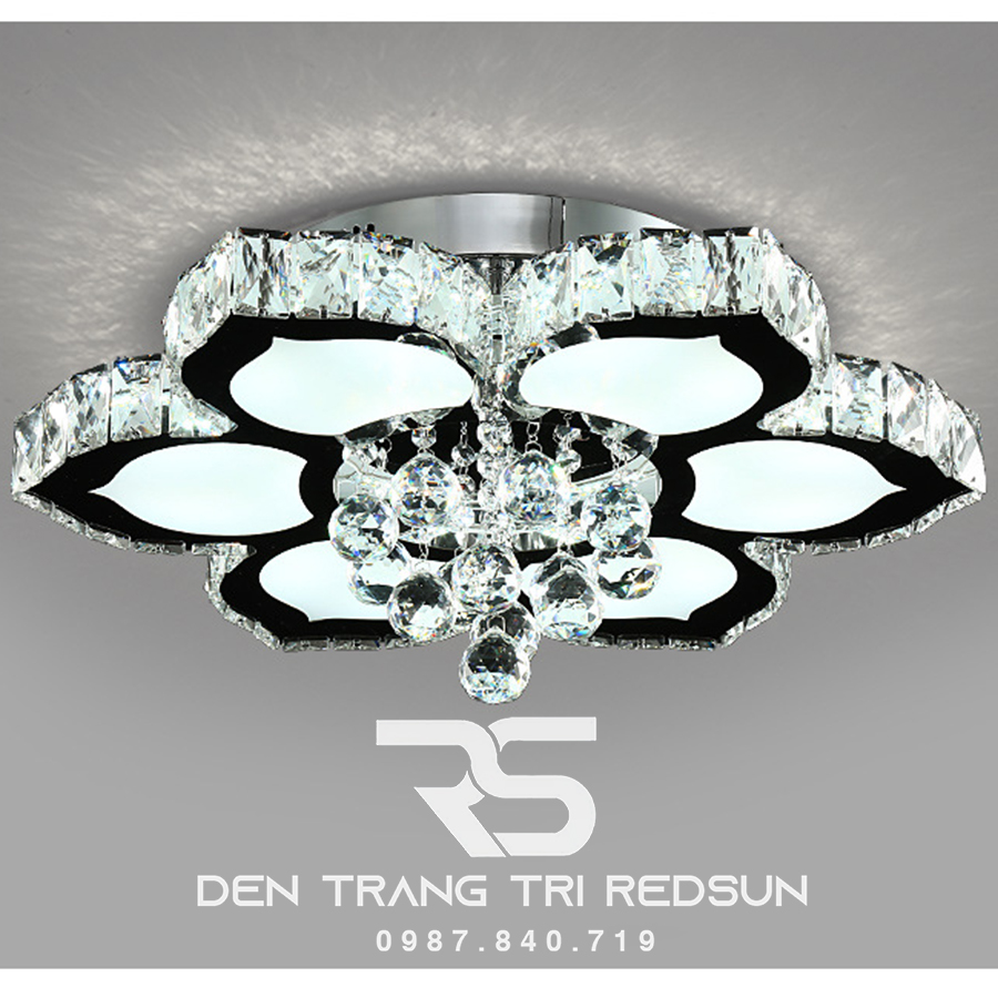 Đèn Mâm Mica Pha Lê Ốp Trần Phòng Khách Hiện Đại MKPL-02