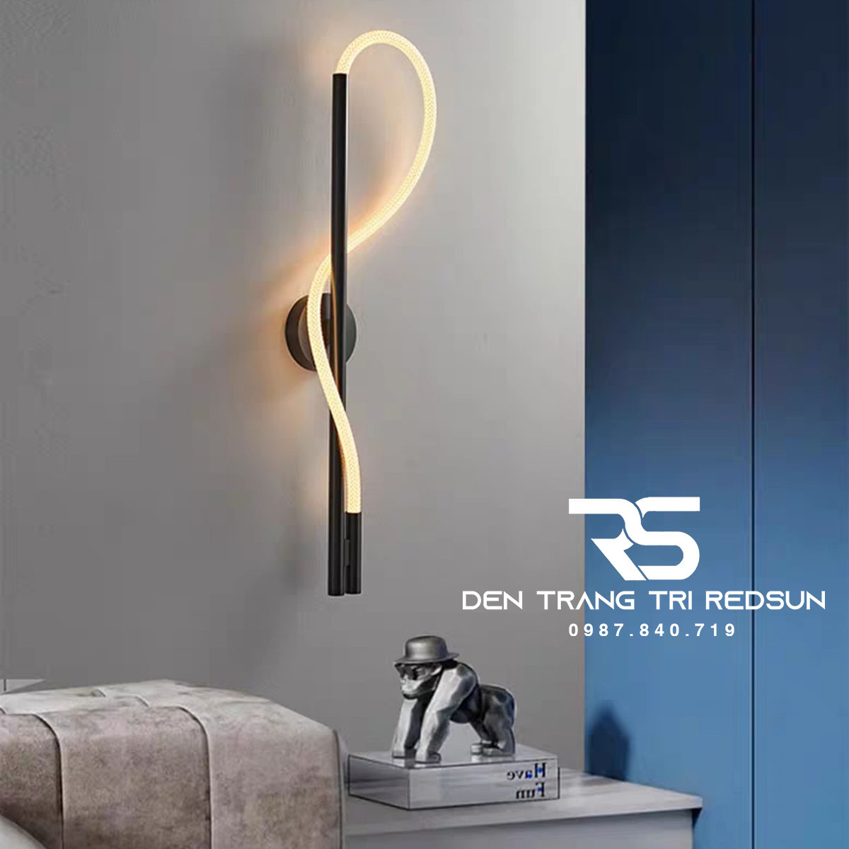 Đèn Tường Hiện Đại Trang Trí Phòng Khách, Phòng Ngủ, Cầu Thang Phong Cách Bắc Âu Thân Dài Ống LED Xoắn DT-125