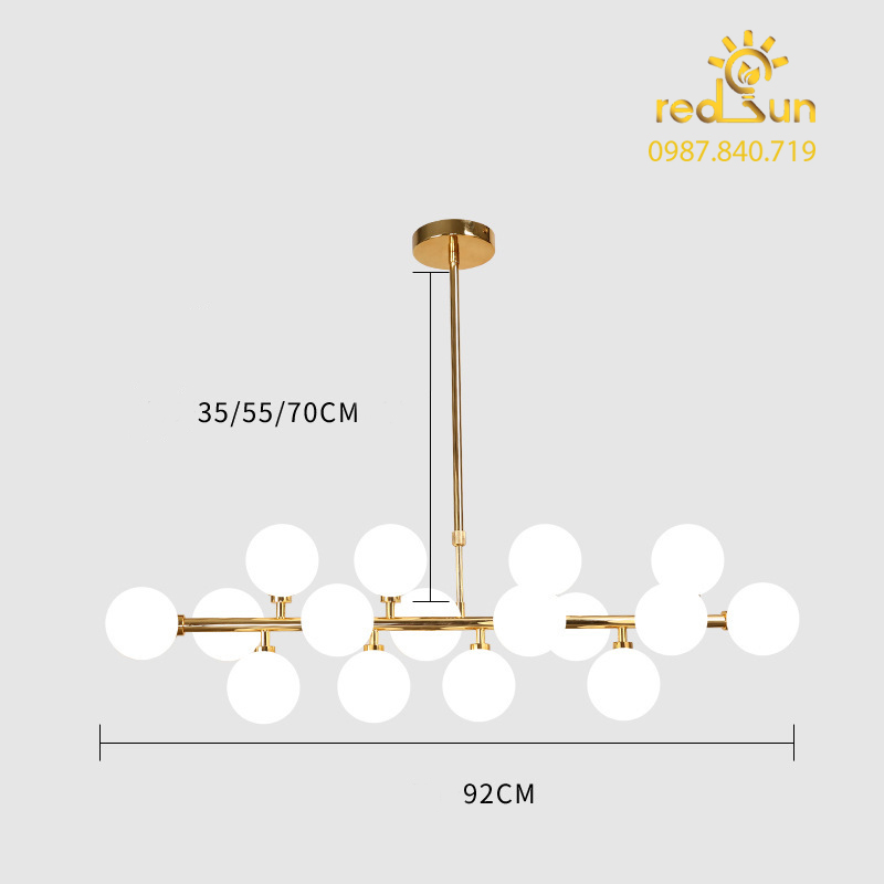 Đèn thả ngang cầu sứ 16 bóng DC-1416