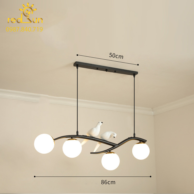 Đèn thả ngang 2 chim trang trí bàn ăn TH750