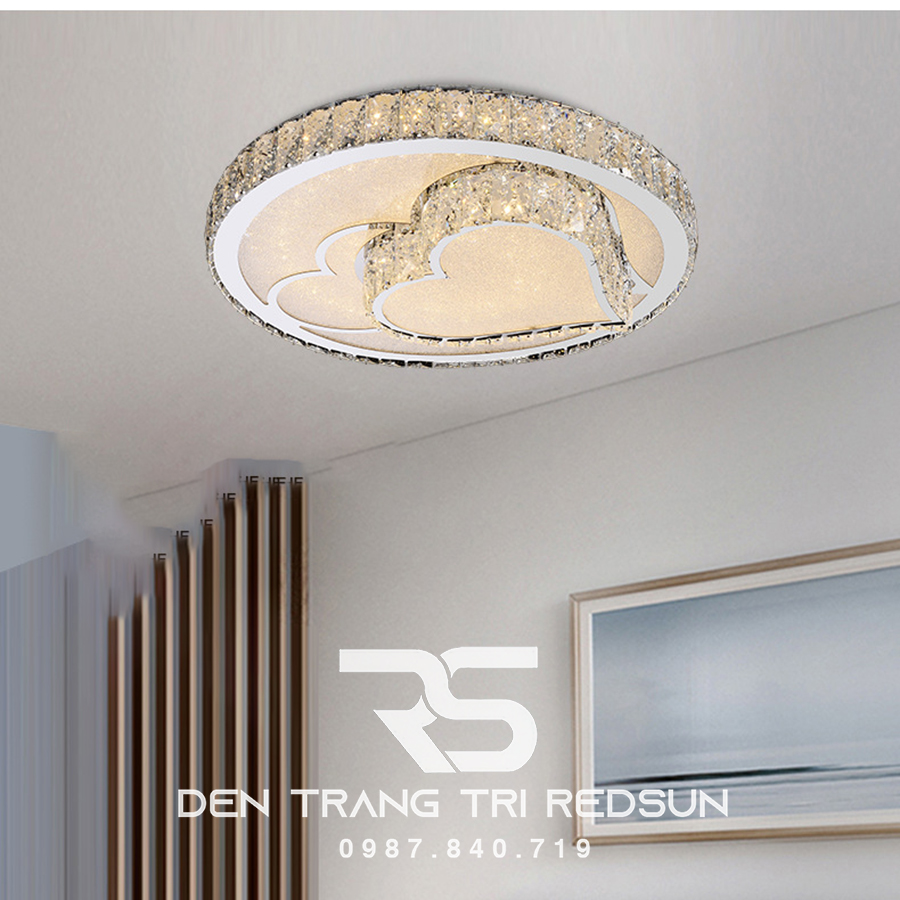 Đèn Mâm Mica Pha Lê Ốp Trần Phòng Khách Hiện Đại MKPL-016