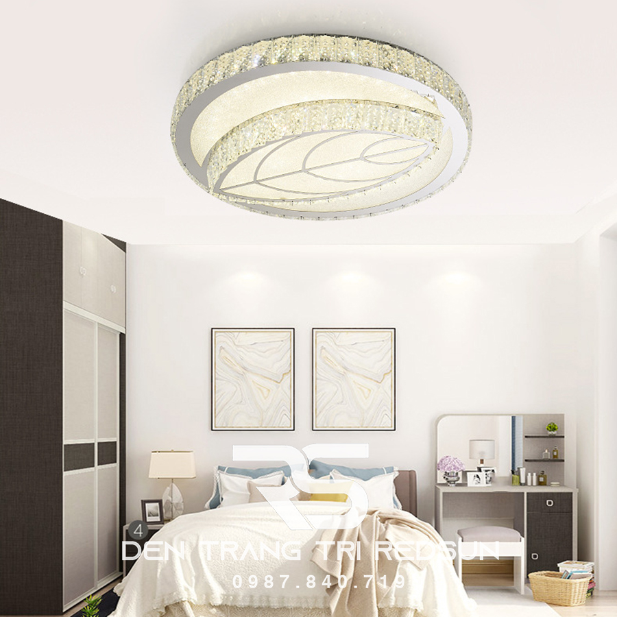 Đèn Mâm Mica Pha Lê Ốp Trần Phòng Khách Hiện Đại MKPL-018