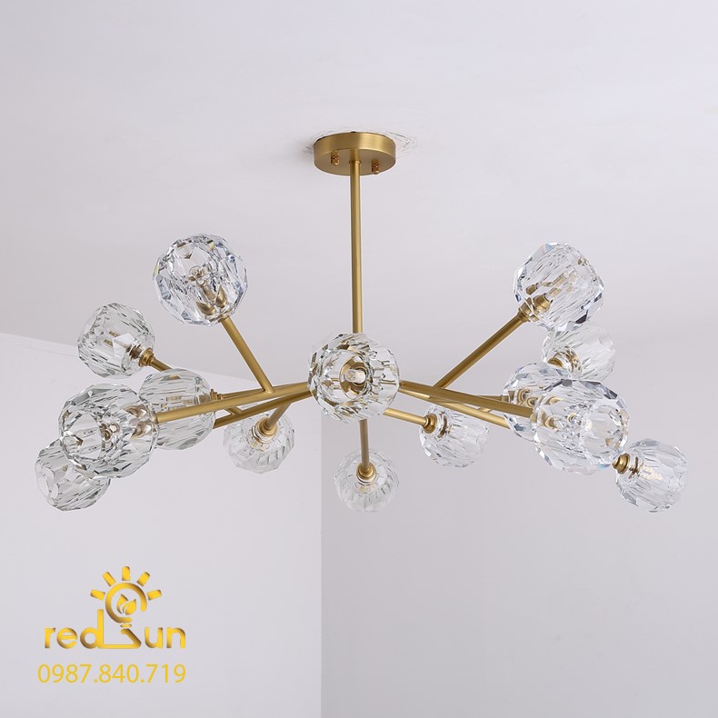 Đèn chùm Nordic dáng tròn, choá pha lê DC-L019