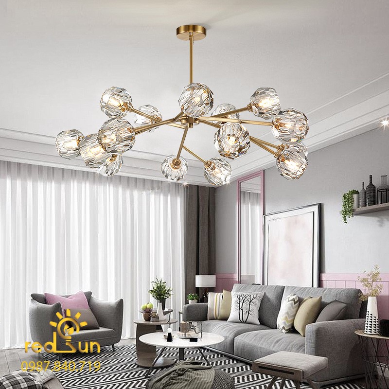 Đèn chùm Nordic dáng tròn, choá pha lê DC-L019