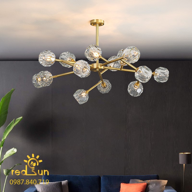 Đèn chùm Nordic dáng tròn, choá pha lê DC-L019