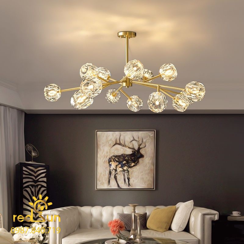 Đèn chùm Nordic dáng tròn, choá pha lê DC-L019