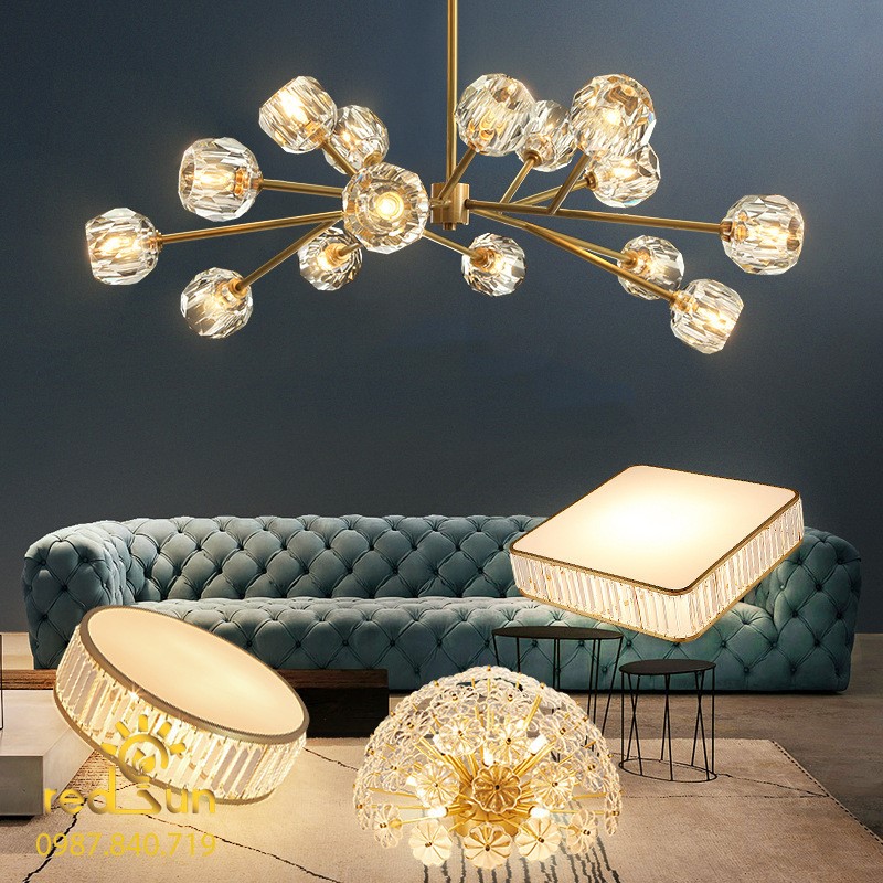 Đèn chùm Nordic dáng tròn, choá pha lê DC-L019