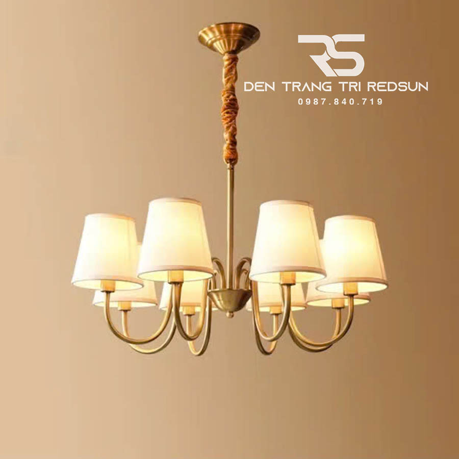 Đèn Chùm Phòng Khách Hiện Đại Phong Cách Indochine Khung Đồng DC-1027