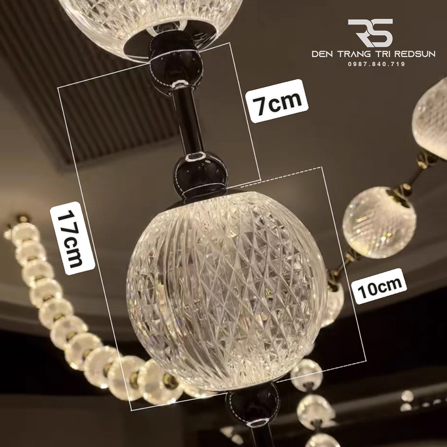 Đèn Chùm Lắp Thông Tầng, Sảnh Khách Sạn, Phòng Khách, Bàn Ăn Phong Cách Bắc Âu Hình Vòng Cổ Ngọc Trai DC-T089