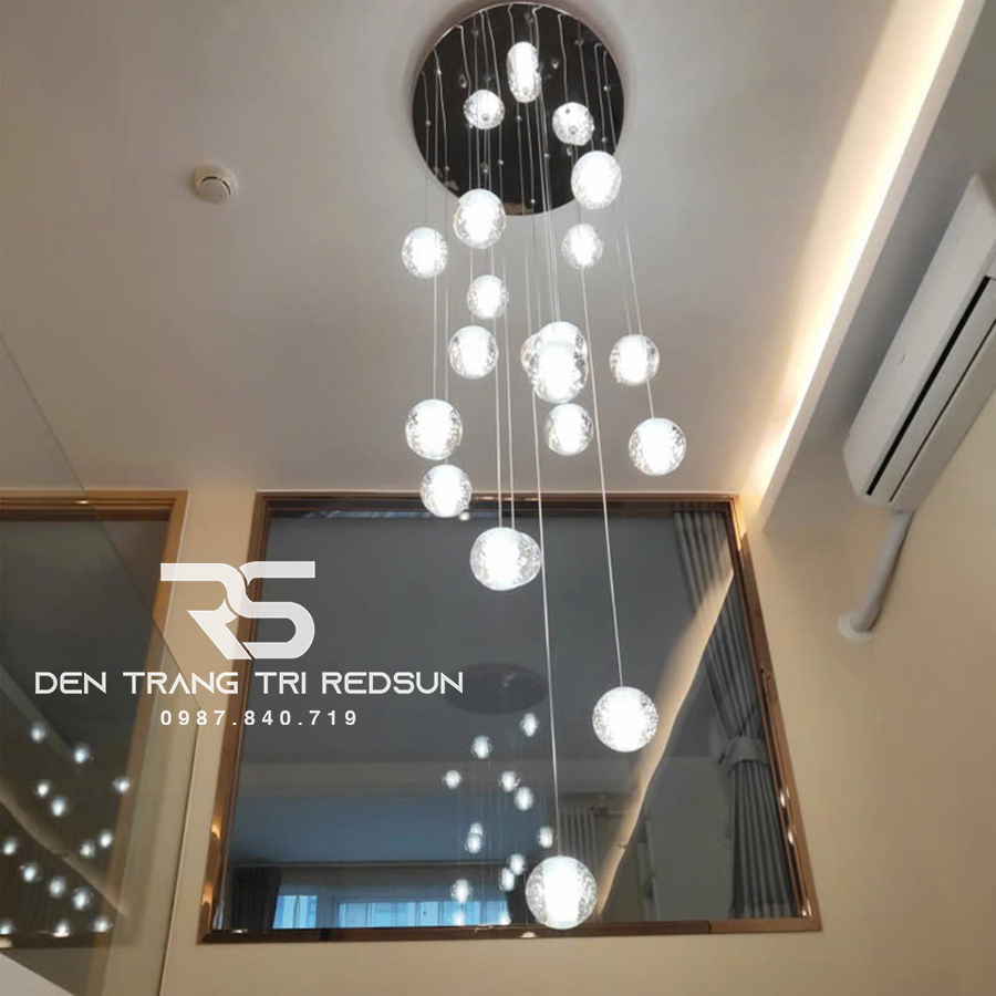 Đèn Thả Trần Hiện Đại Bocci Lắp Thông Tầng  Cầu Thang, Phòng Khách, Bàn Ăn Chất Liệu Pha Lê HTK009