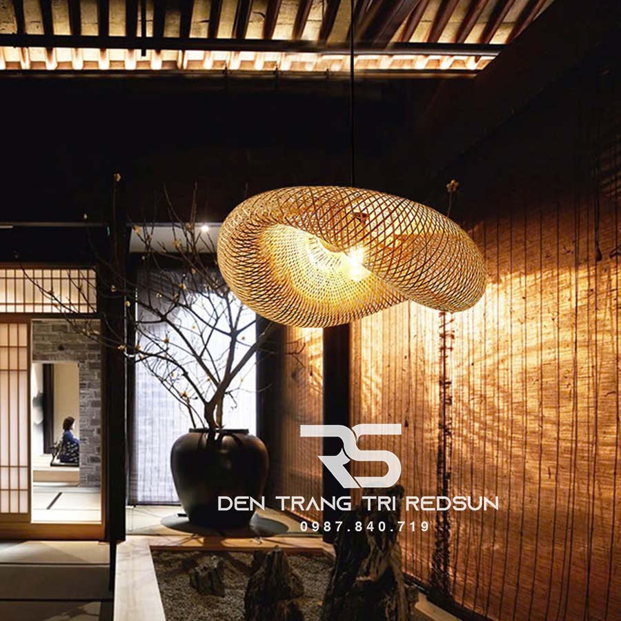 Đèn Thả Trần Hiện Đại Trang Trí Bàn Ăn, Bàn Đảo, Quán Cà Phê Chất Liệu Mây Tre Hình Lá Sen CDT-T067