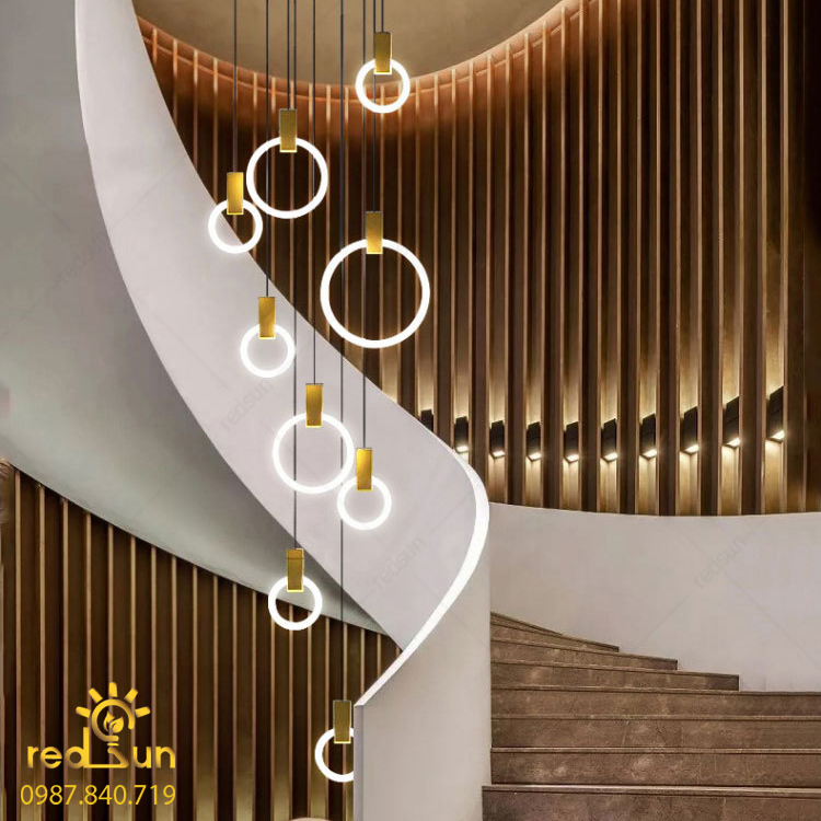 Đèn Thả Trần Hiện Đại Lắp Thông Tầng Cầu Thang, Phòng Khách, Bàn Ăn Chất Liệu Acrylic HTK026
