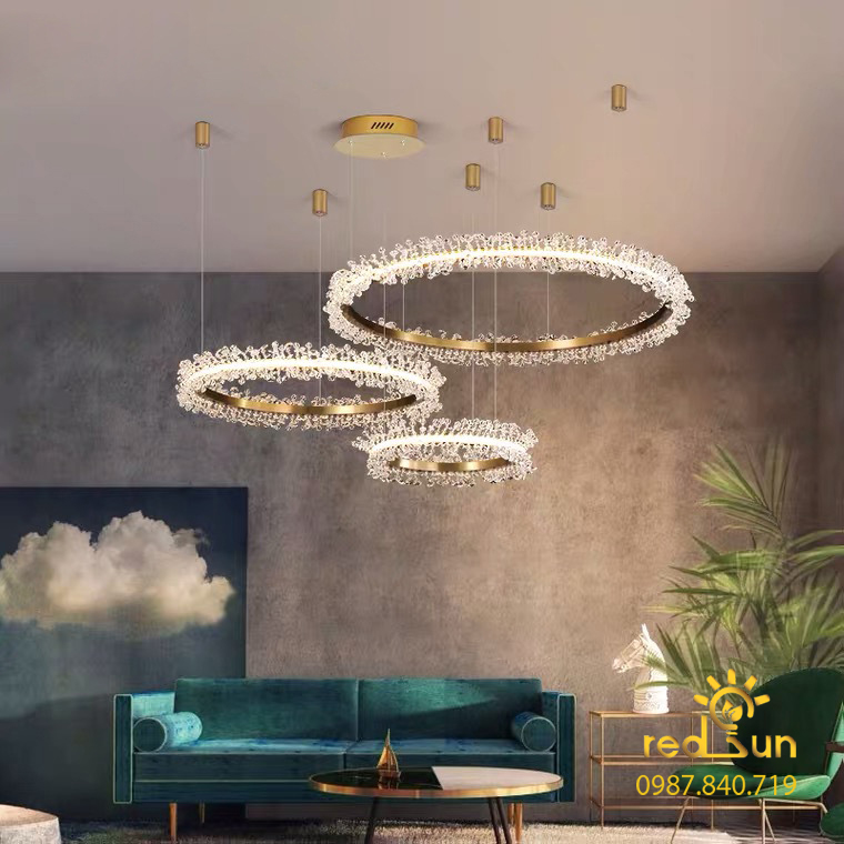 Đèn chùm 3 vòng hoa pha lê phong cách Bắc Âu DC-2920