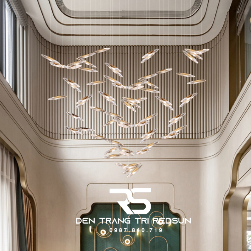 Đèn Thả Hiện Đại Hạt Gạo Pha Lê Lắp Phòng Khách, Sảnh Chờ, Cầu Thang Thông Tầng HTK074