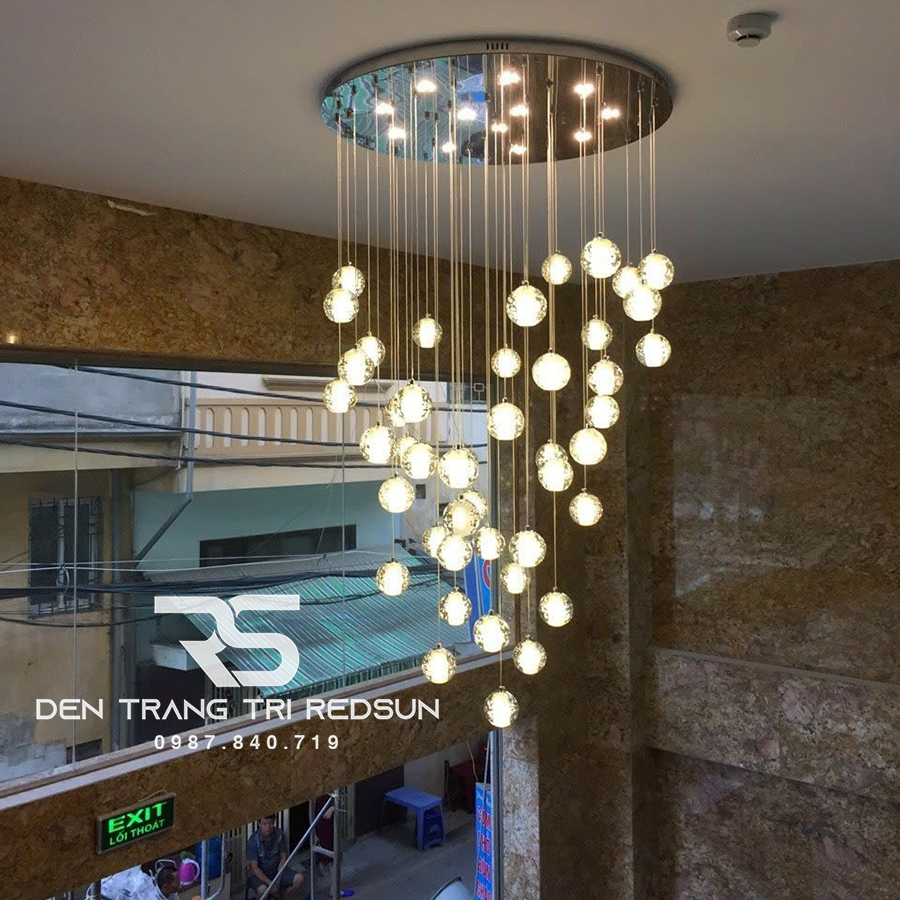 Đèn Thả Trần Hiện Đại Bocci Lắp Thông Tầng  Cầu Thang, Phòng Khách, Bàn Ăn Chất Liệu Pha Lê HTK009