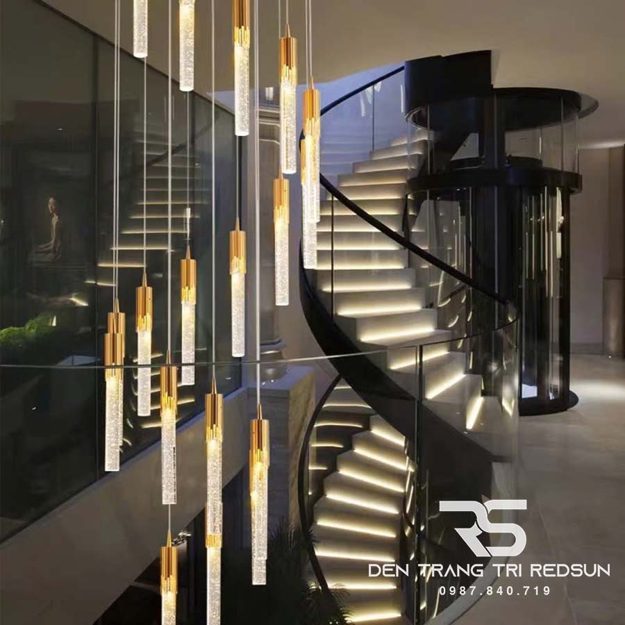 Đèn Thả Pha Lê Hiện Đại Lắp Thông Tầng Cầu Thang, Phòng Khách, Bàn Ăn HTK075