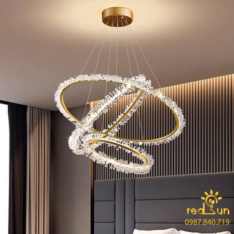 Đèn chùm 3 vòng hoa pha lê phong cách Bắc Âu DC-2920