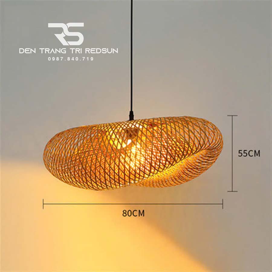 Đèn Thả Trần Hiện Đại Trang Trí Bàn Ăn, Bàn Đảo, Quán Cà Phê Chất Liệu Mây Tre Hình Lá Sen CDT-T067