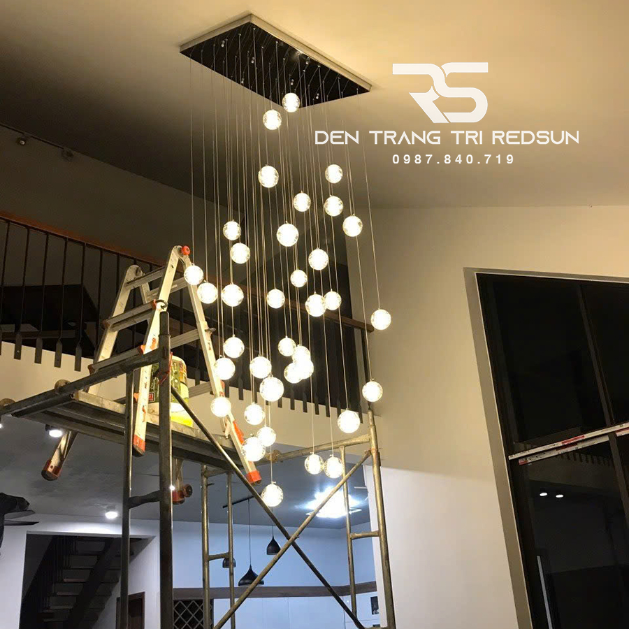 Đèn Thả Trần Hiện Đại Bocci Lắp Thông Tầng  Cầu Thang, Phòng Khách, Bàn Ăn Chất Liệu Pha Lê HTK009