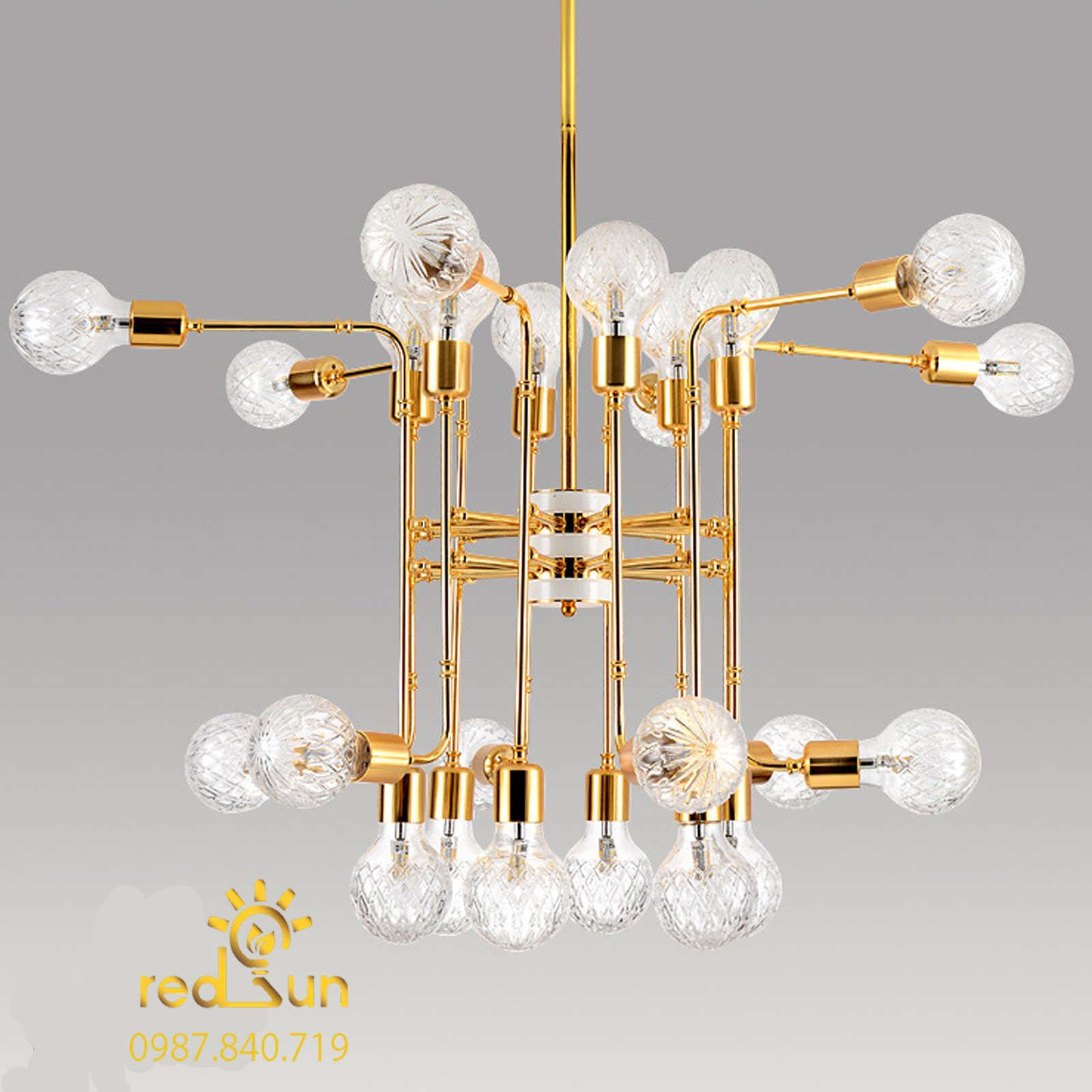 DC018-Đèn chùm Nordic chóa cầu thủy tinh