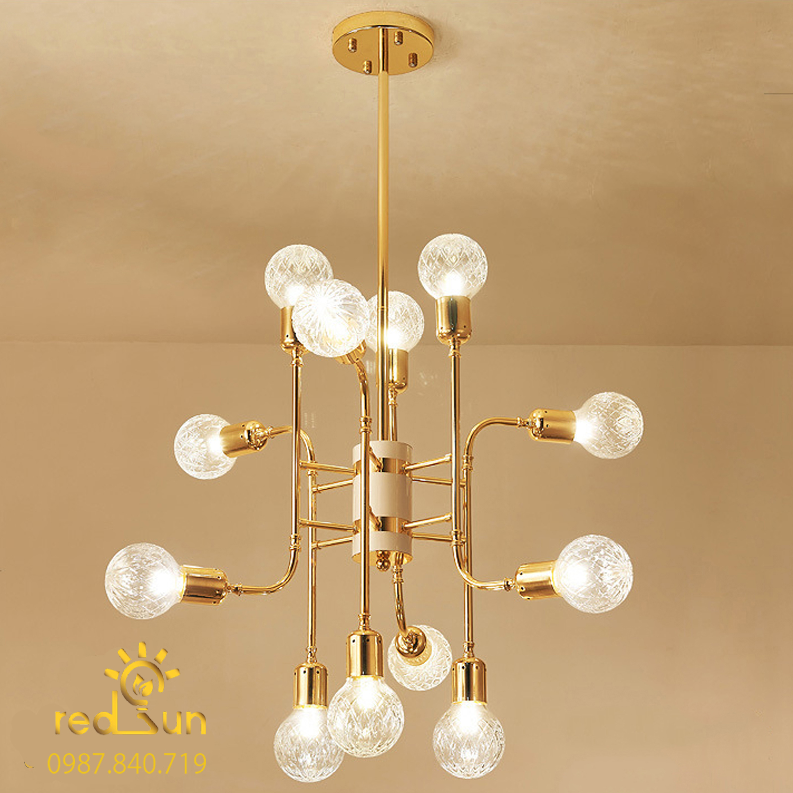 DC018-Đèn chùm Nordic chóa cầu thủy tinh