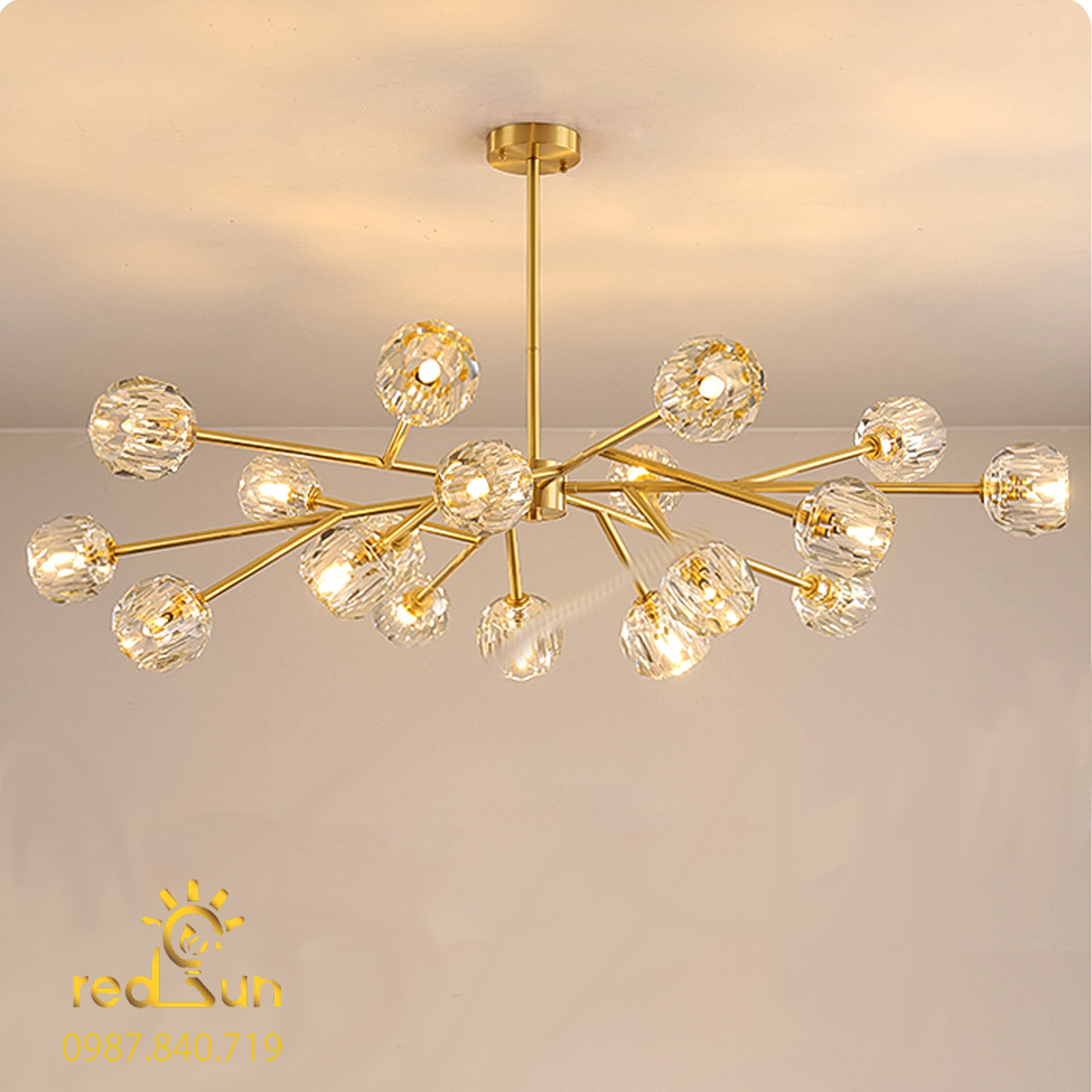 Đèn chùm Nordic dáng tròn pha lê DC-L020