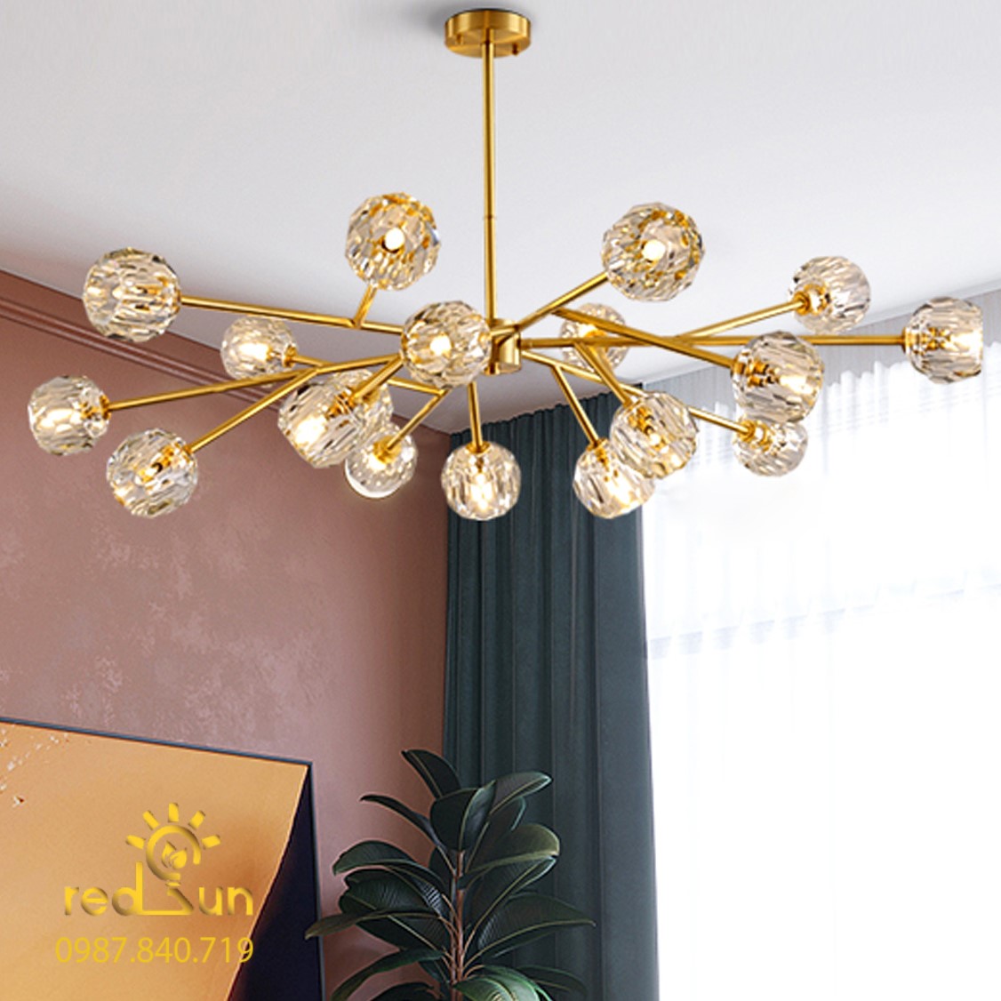Đèn chùm Nordic dáng tròn pha lê DC-L020