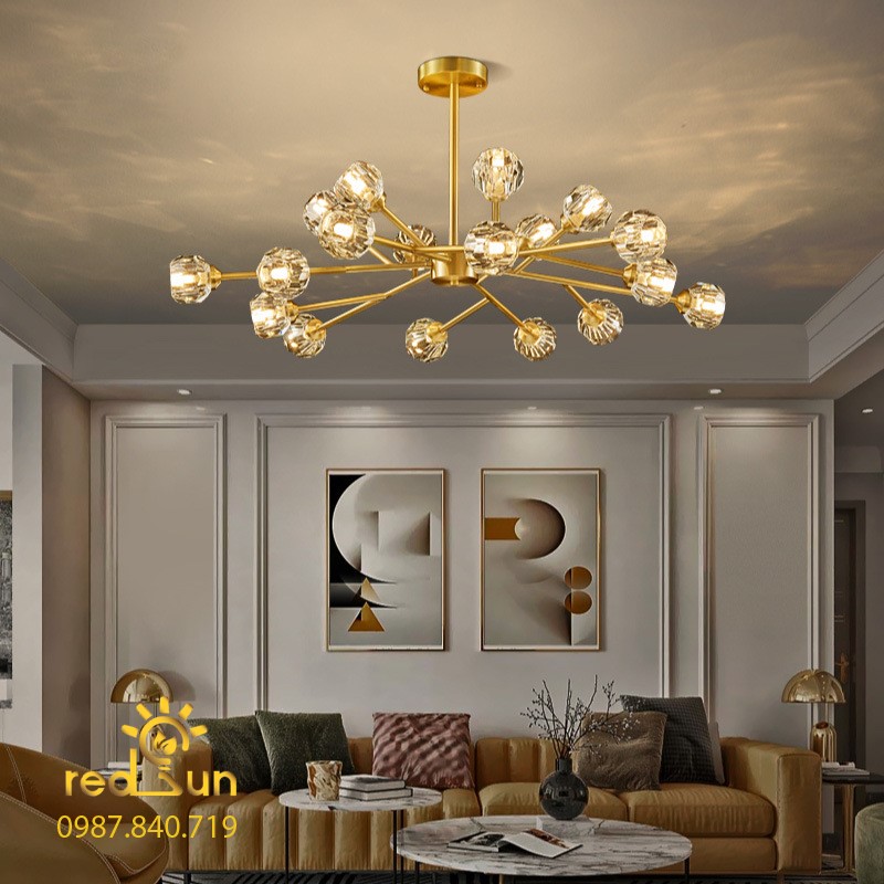 Đèn chùm Nordic dáng tròn pha lê DC-L020