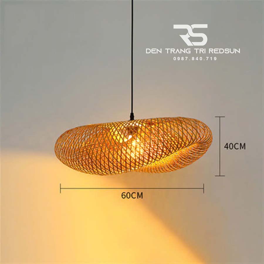 Đèn Thả Trần Hiện Đại Trang Trí Bàn Ăn, Bàn Đảo, Quán Cà Phê Chất Liệu Mây Tre Hình Lá Sen CDT-T067