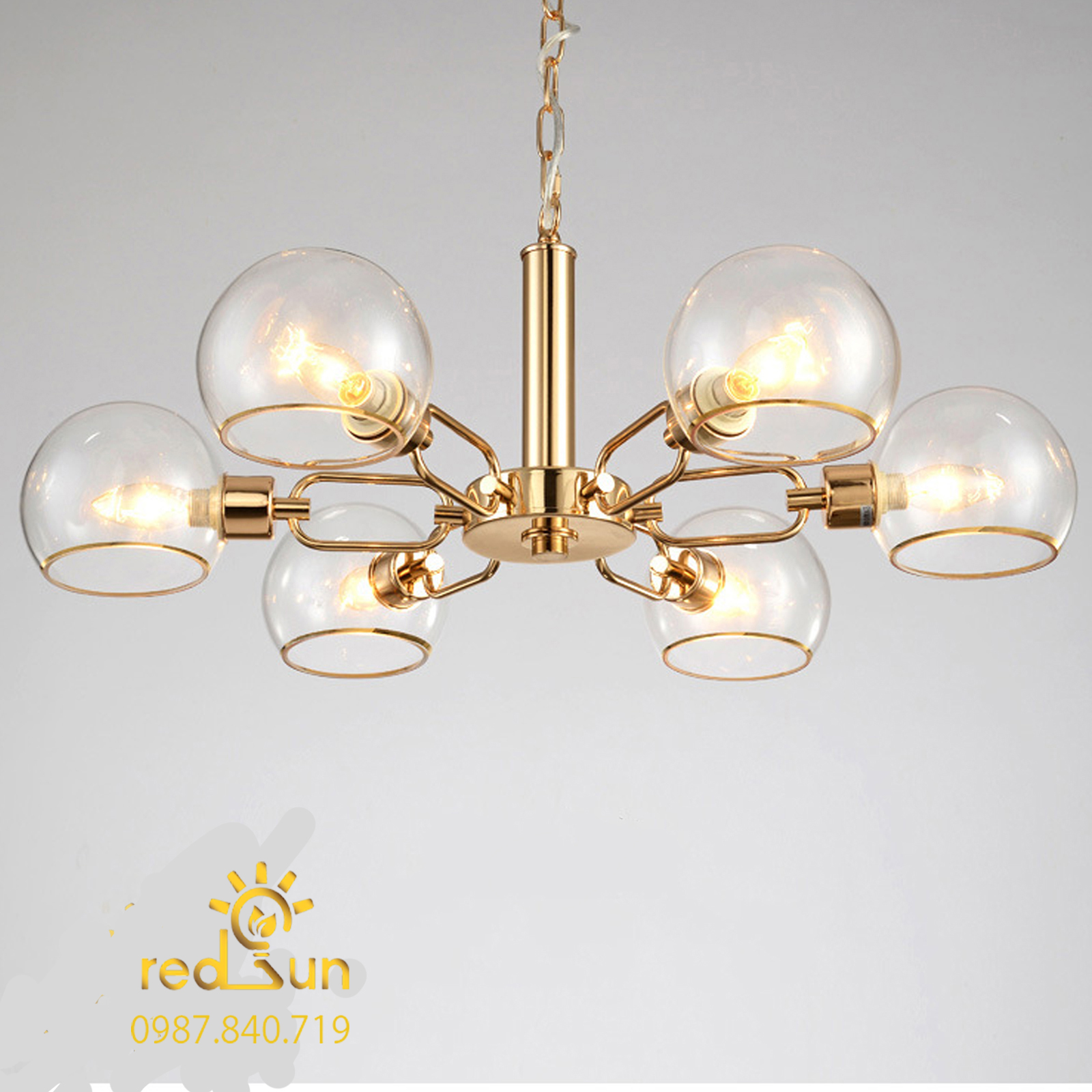 Đèn chùm Nordic chóa thủy tinh trong DC-T052