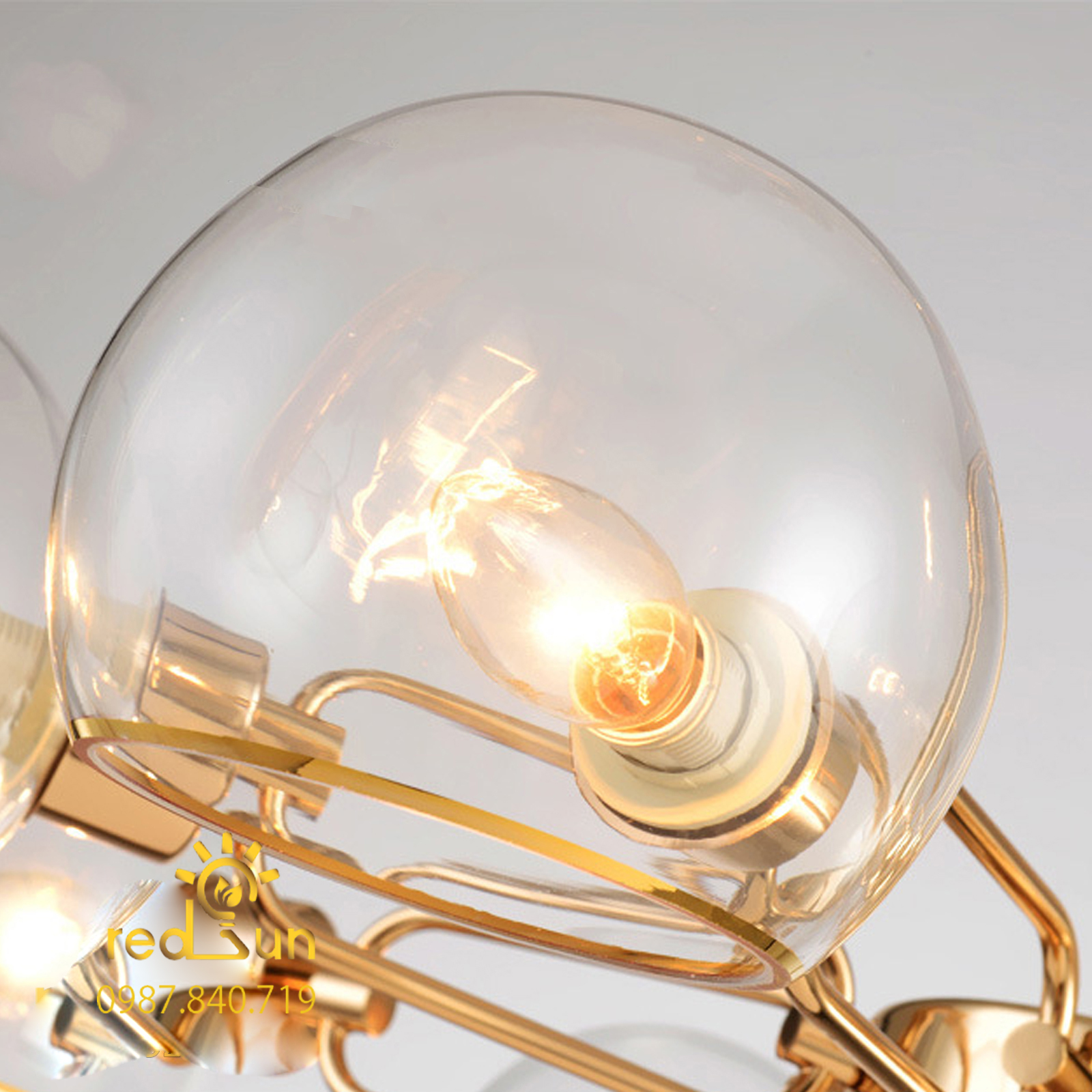 Đèn chùm Nordic chóa thủy tinh trong DC-T052