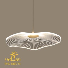 Đèn Thả Trần Lắp Thông Tầng Cầu Thang, Phòng Khách, Bàn Ăn Hình Lá Sen HTK035