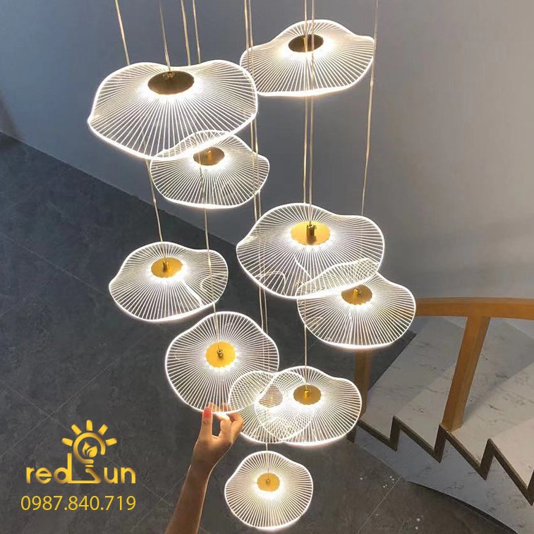 Bộ đèn thả 10 lá sen Mica CDT-T020