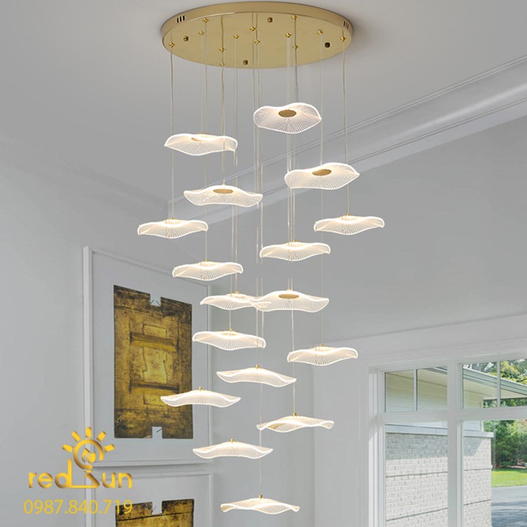 Bộ đèn thả 10 lá sen Mica CDT-T020