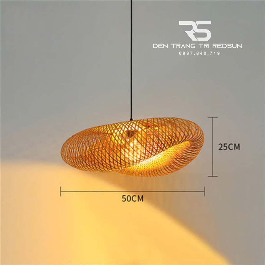 Đèn Thả Trần Hiện Đại Trang Trí Bàn Ăn, Bàn Đảo, Quán Cà Phê Chất Liệu Mây Tre Hình Lá Sen CDT-T067