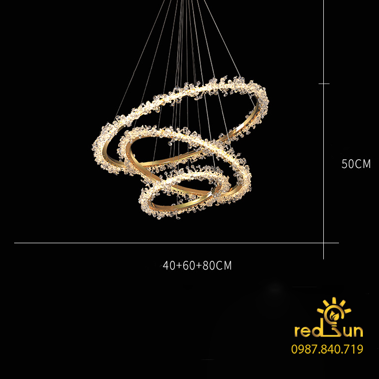 Đèn chùm 3 vòng hoa pha lê phong cách Bắc Âu DC-2920