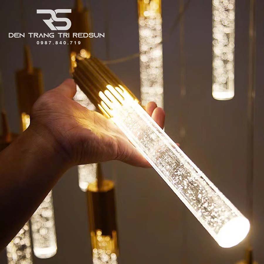 Đèn Thả Pha Lê Hiện Đại Lắp Thông Tầng Cầu Thang, Phòng Khách, Bàn Ăn HTK075